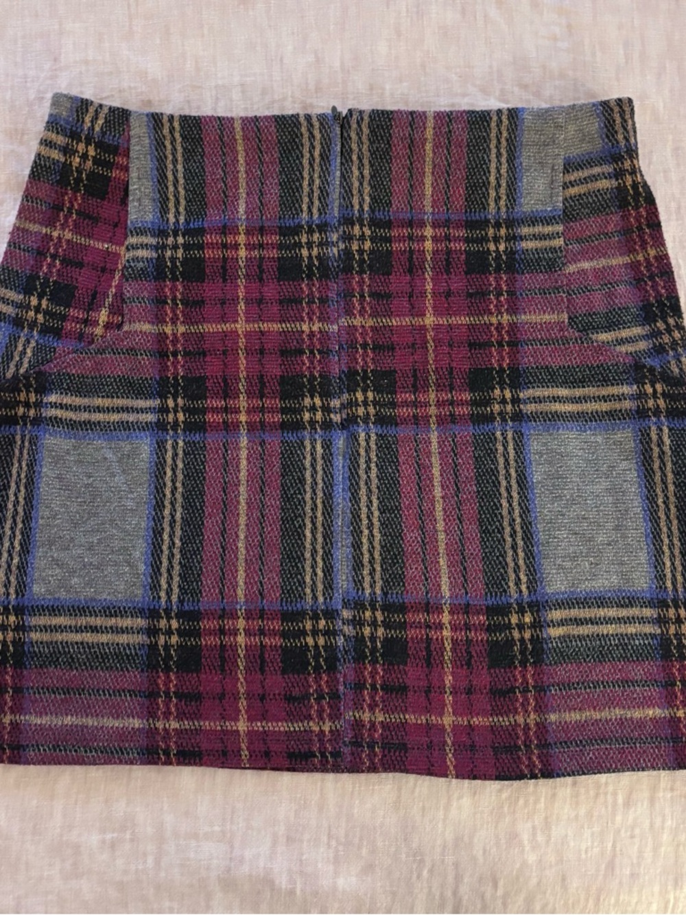 Plaid Topshop Mini Skirt in Burgundy and Gray - Picture 2 of 4